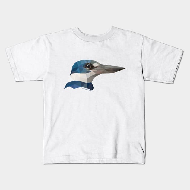 Collared Kingfisher Kids T-Shirt by GeometricWildlife
